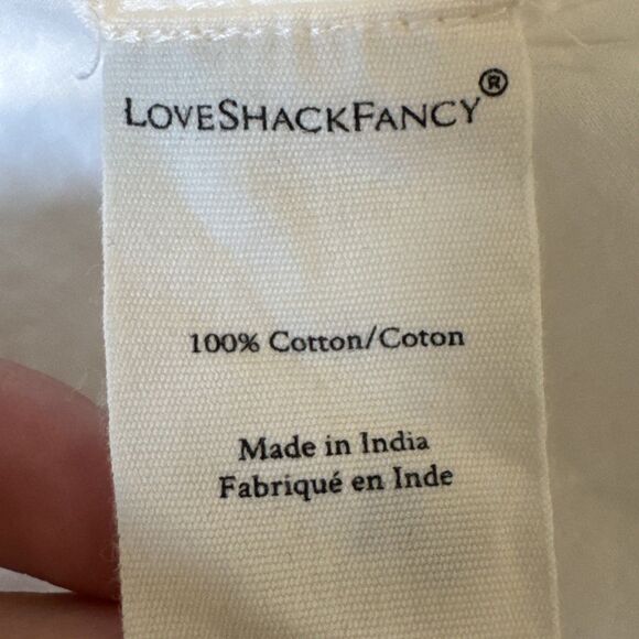 Love Shack Fancy Liv Size M Cotton Ruffled White Dress Tassels Tiered - Picture 9 of 16